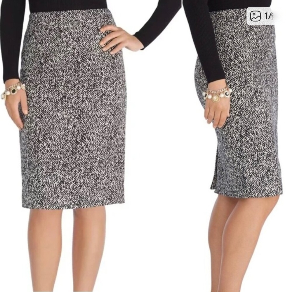 White House Black Market Black & White Textured Pencil Skirt